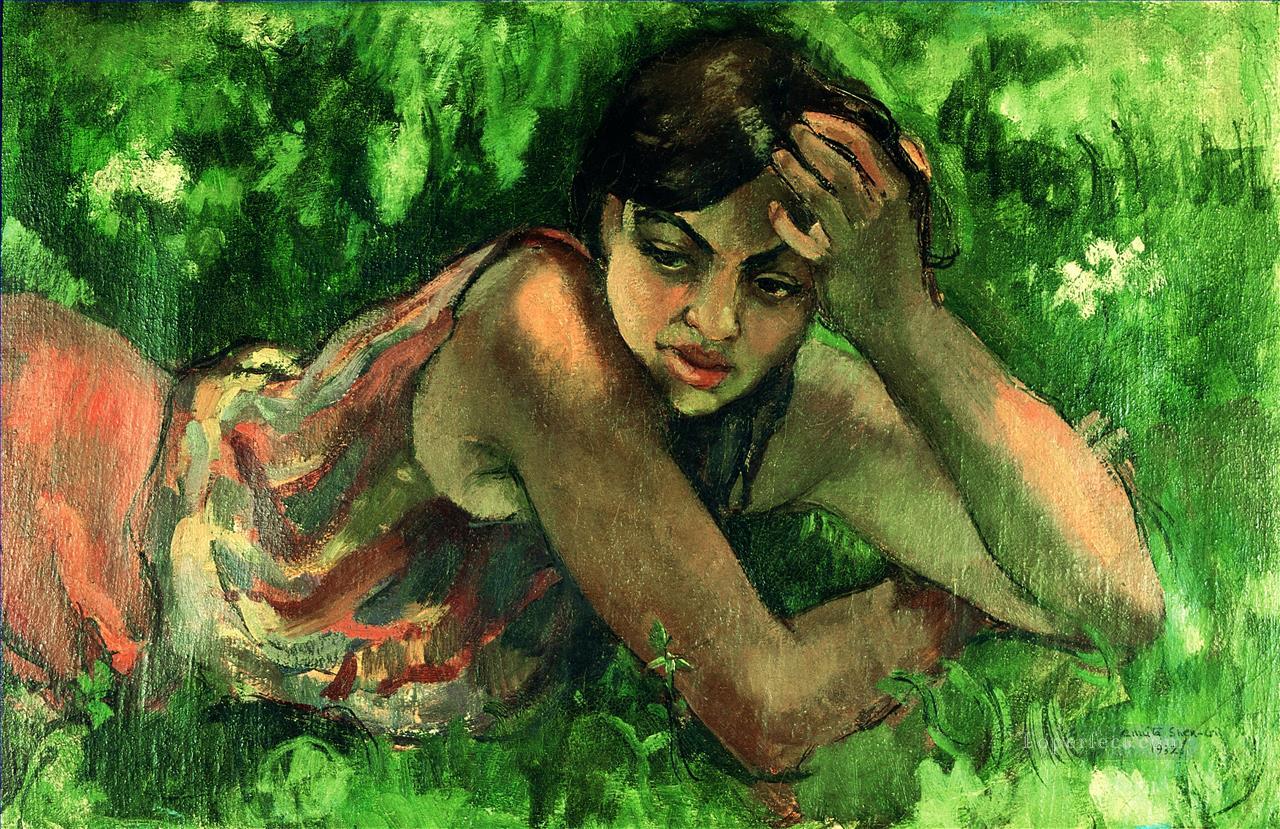 Amrita Sher Gil Hungarian gypsy girl Indian Oil Paintings